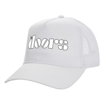 The Doors, Structured Trucker Adult Hat, with Mesh, WHITE (100% COTTON, ADULT, UNISEX, ONE SIZE)