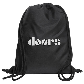 The Doors, Τσάντα πλάτης πουγκί GYMBAG Μαύρη, με τσέπη (40x48cm) & χονδρά κορδόνια