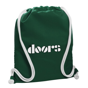 The Doors, Backpack pouch GYMBAG BOTTLE GREEN, with pocket (40x48cm) & thick white cords