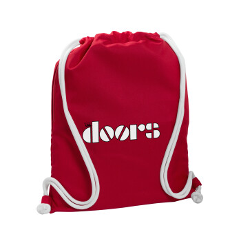 The Doors, Backpack pouch GYMBAG Red, with pocket (40x48cm) & thick cords