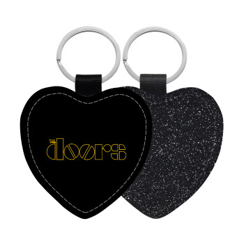 The Doors, Μπρελόκ PU δερμάτινο glitter καρδιά ΜΑΥΡΟ