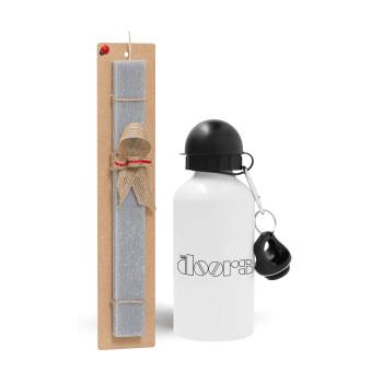 The Doors, Easter Set, metallic aluminum water bottle (500ml) & aromatic flat Easter candle (30cm) (GRAY)