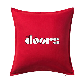The Doors, Μαξιλάρι καναπέ Κόκκινο 100% βαμβάκι, περιέχεται το γέμισμα (50x50cm)