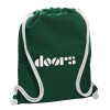 Backpack pouch GYMBAG BOTTLE GREEN, with pocket (40x48cm) & thick white cords