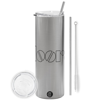 The Doors, Tumbler stainless steel Silver 600ml, with metal straw & cleaning brush