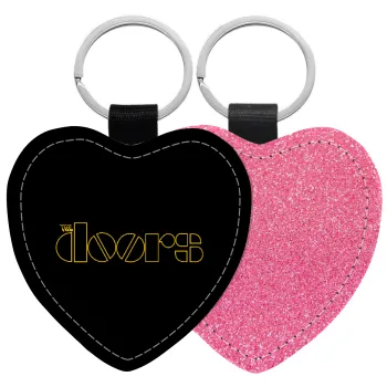 The Doors, Μπρελόκ PU δερμάτινο glitter καρδιά ΡΟΖ