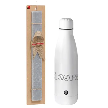 The Doors, Easter Set, metallic stainless thermos bottle (500ml) & scented flat Easter candle (30cm) (GRAY)