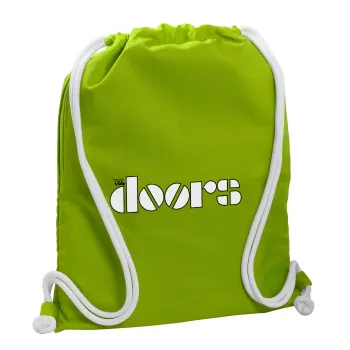 The Doors, Τσάντα πλάτης πουγκί GYMBAG LIME GREEN, με τσέπη (40x48cm) & χονδρά κορδόνια