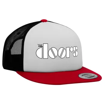 The Doors, Καπέλο Ενηλίκων Foam Flat Snapback με Δίχτυ Κόκκινο-Λευκό-Μαύρο (POLYESTER, ΕΝΗΛΙΚΩΝ, UNISEX, ONE SIZE)