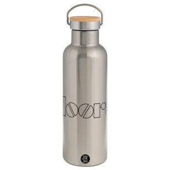 The Doors, Stainless steel Silver with wooden lid (bamboo), double wall, 750ml