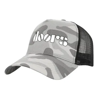 The Doors, Adult Structured Trucker Hat, with Mesh, (Camouflage) Army Camo (100% COTTON, ADULT, UNISEX, ONE SIZE)