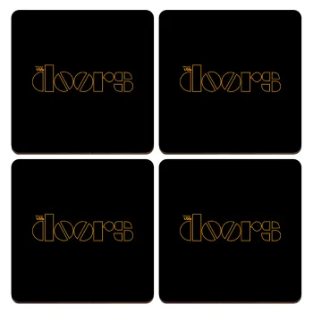 The Doors, ΣΕΤ x4 Σουβέρ ξύλινα τετράγωνα plywood (9cm)