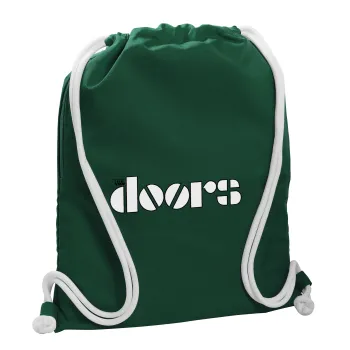 The Doors, Τσάντα πλάτης πουγκί GYMBAG BOTTLE GREEN, με τσέπη (40x48cm) & χονδρά λευκά κορδόνια