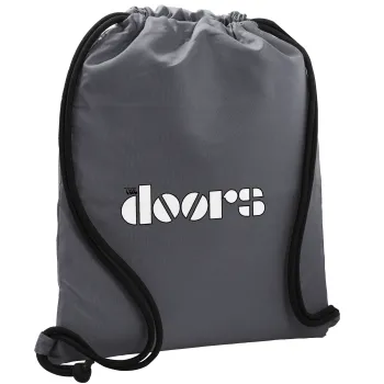 The Doors, Τσάντα πλάτης πουγκί GYMBAG ΓΚΡΙ, με τσέπη (40x48cm) & χονδρά κορδόνια