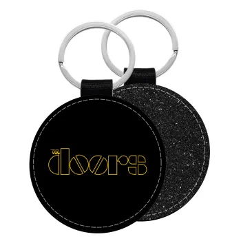 The Doors, Μπρελόκ Δερματίνη, στρογγυλό ΜΑΥΡΟ (5cm)