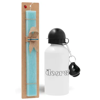 The Doors, Easter Set, metallic aluminum water bottle (500ml) & scented flat candle (30cm) (TURQUOISE)