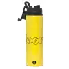 Metallic water bottle with safety lid, 850ml aluminum