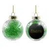 Transparent Christmas tree ball ornament with green filling 8cm