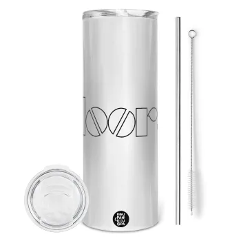 The Doors, Tumbler ποτήρι θερμό από ανοξείδωτο ατσάλι 600ml, με μεταλλικό καλαμάκι & βούρτσα καθαρισμού