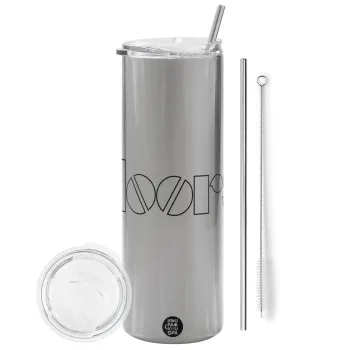 The Doors, Tumbler stainless steel Silver 600ml, with metal straw & cleaning brush