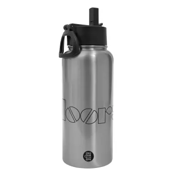 The Doors, Metal mug thermo Silver with Straw and Spout Lid (Stainless steel), double wall, 950ml