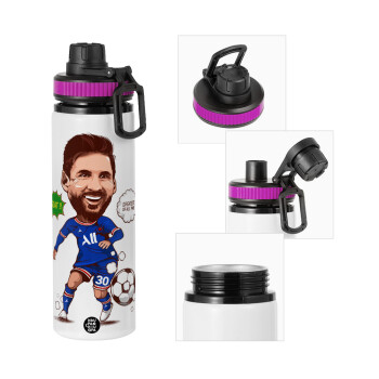 Lionel Messi drawing, Μεταλλικό παγούρι νερού με καπάκι ασφαλείας, αλουμινίου 850ml