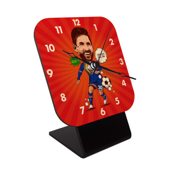 Lionel Messi drawing, Επιτραπέζιο ρολόι σε φυσικό ξύλο (10cm)