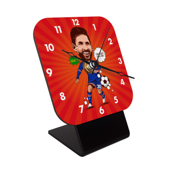 Lionel Messi drawing, Quartz Wooden table clock with hands (10cm)