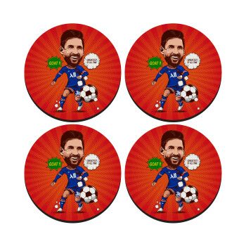 Lionel Messi drawing, SET of 4 round wooden coasters (9cm)