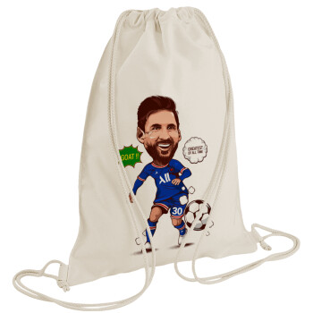 Lionel Messi drawing, Backpack bag GYMBAG natural (28x40cm)