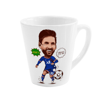 Lionel Messi drawing, Κούπα κωνική Latte Λευκή, κεραμική, 300ml