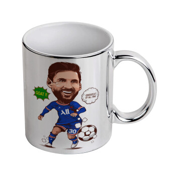 Lionel Messi drawing, Κούπα κεραμική, ασημένια καθρέπτης, 330ml