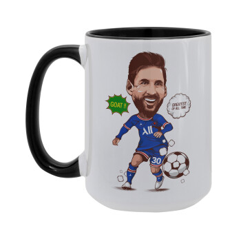 Lionel Messi drawing, Κούπα Mega 15oz, κεραμική Μαύρη, 450ml