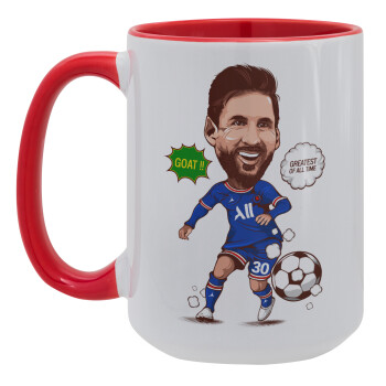 Lionel Messi drawing, Κούπα Mega 15oz, κεραμική Κόκκινη, 450ml