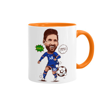 Lionel Messi drawing, Mug colored orange, ceramic, 330ml