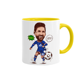 Lionel Messi drawing, Mug colored yellow, ceramic, 330ml