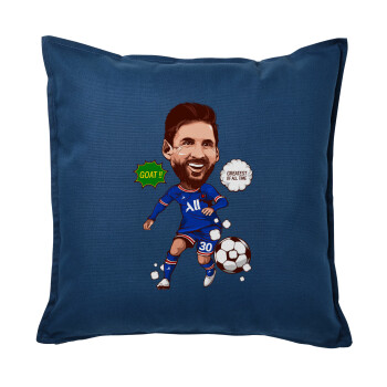 Lionel Messi drawing, Sofa cushion Blue 50x50cm includes filling