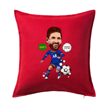 Lionel Messi drawing, Sofa cushion RED 50x50cm includes filling