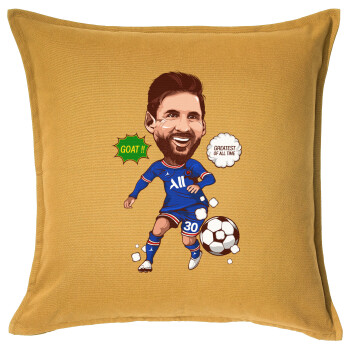 Lionel Messi drawing, Sofa cushion YELLOW 50x50cm includes filling