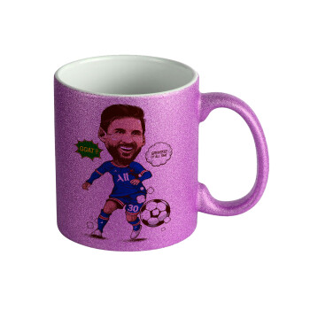 Lionel Messi drawing, Κούπα Μωβ Glitter που γυαλίζει, κεραμική, 330ml