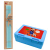 Easter Set, children's snack container BLUE & Easter aromatic flat candle (30cm) (TURQUOISE)