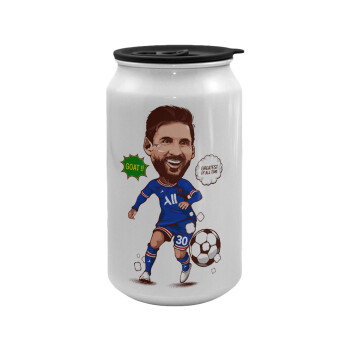 Lionel Messi drawing, Κούπα ταξιδιού μεταλλική με καπάκι (tin-can) 500ml