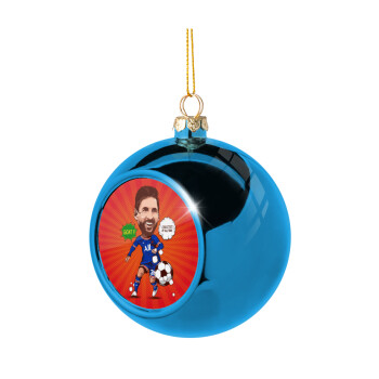 Lionel Messi drawing, Blue Christmas tree ball ornament 8cm