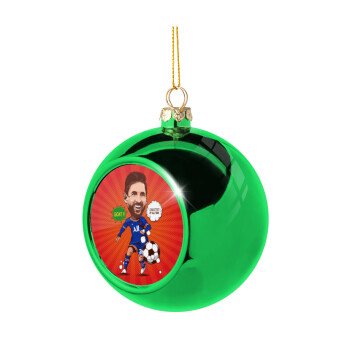 Lionel Messi drawing, Green Christmas tree ornament ball 8cm
