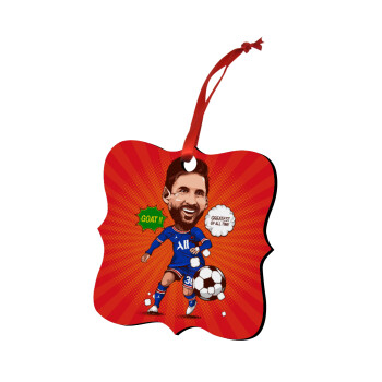 Lionel Messi drawing, Στολίδι Χριστουγεννιάτικο στολίδι polygon ξύλινο 7.5cm