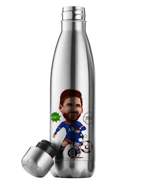 Lionel Messi drawing — Μεταλλικό παγούρι θερμός Inox (Stainless steel), διπλού τοιχώματος, 500ml