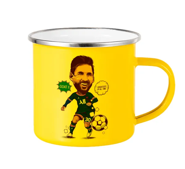 Lionel Messi drawing — Yellow Enamel Metallic Cup 360ml