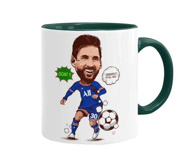 Lionel Messi drawing — Κούπα χρωματιστή πράσινη, κεραμική, 330ml