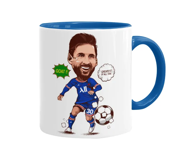 Lionel Messi drawing — Κούπα χρωματιστή μπλε, κεραμική, 330ml