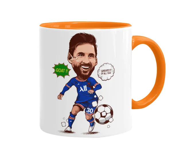 Lionel Messi drawing — Κούπα χρωματιστή πορτοκαλί, κεραμική, 330ml